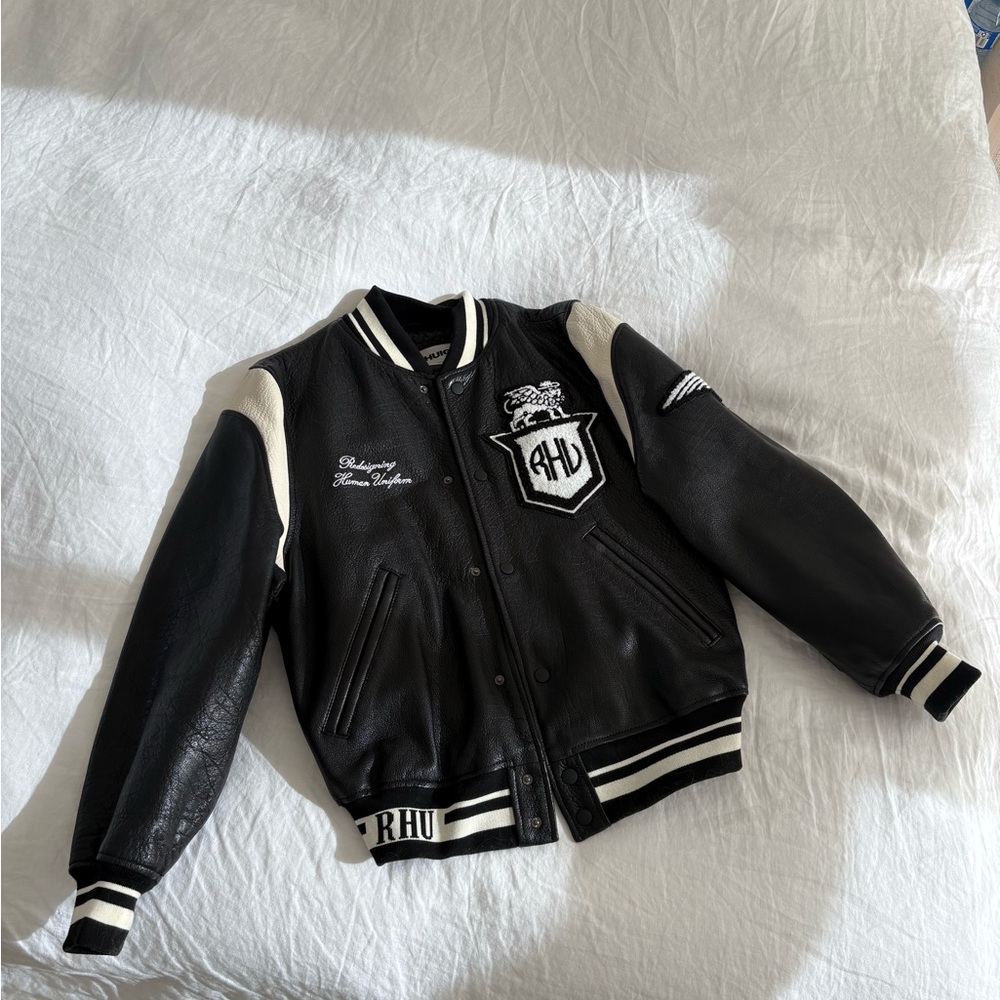 RHUIGI x Zara leather Varsity Jacket